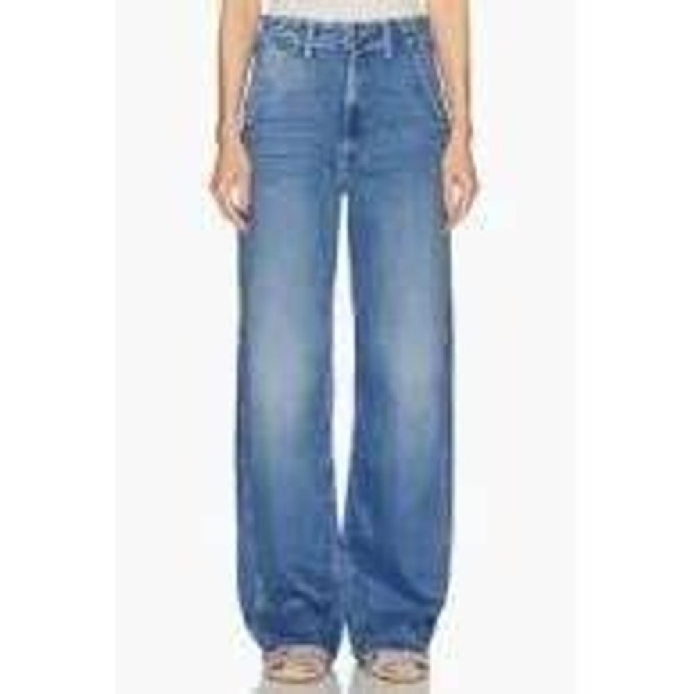 NWOT Mother Denim The Major Prep Zip Sneak Wide Leg Jeans Blue Wash Size 30